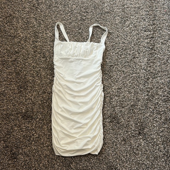 White Ruched Dress - Picture 1 of 4